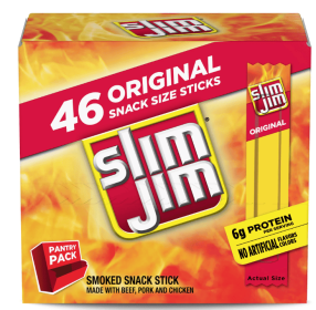 Slim Jim Smoked Meat Sticks, Original Flavor, 6g Protein Per Serving, Snack Size, 0.28 oz. (46 Count)