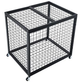 VEVOR Rolling Sports Ball Storage Cart, Lockable Basketball Cage with Double Lids, Sport Equipment Holder Organizer for Indoor Outdoor