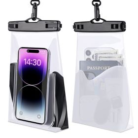 HAISSKY 2Pack Wave Design Large Capapcity Waterproof Phone Bag Swimming Surfing Earphone Cards Passport Keys Storage Pouch (Color: Black+white)