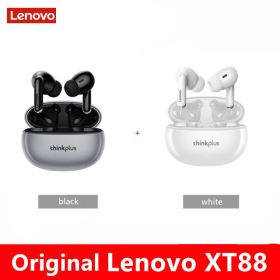 XT88 TWS Wireless Earphone Bluetooth 5.3 Dual Stereo Noise Reduction Bass Touch Control Long Standby headset (Color: XT88 black1white1, Ships From: China)