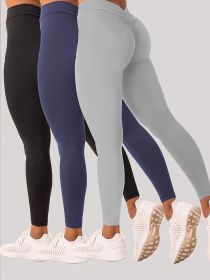 3 Pack Women's Yoga Leggings With High Waistband, Moisture-Wicking, And Stretchy, Perfect For Outdoor Activities And Fitness (Color: 3PACK1, size: M)