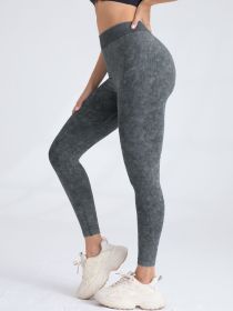 V-Back Scrunch Butt Workout Leggings, Women Seamless Gym Yoga Leggings High Waist Active Yoga Pants, Yoga Leggings High Waist Active Yoga Pants (Color: Grey, size: L)